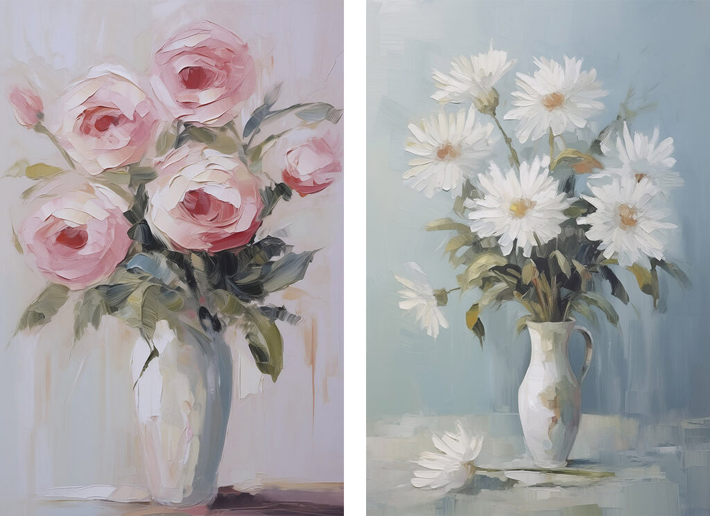 Painting of flowers in a vase Painting of flowers in a vase