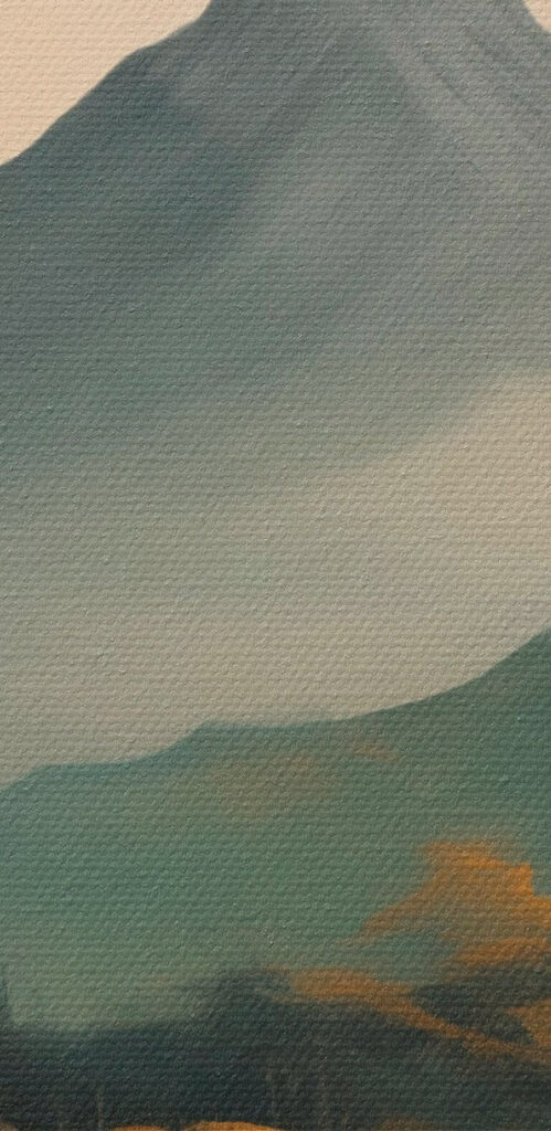 Group of mountains with water and birds flying