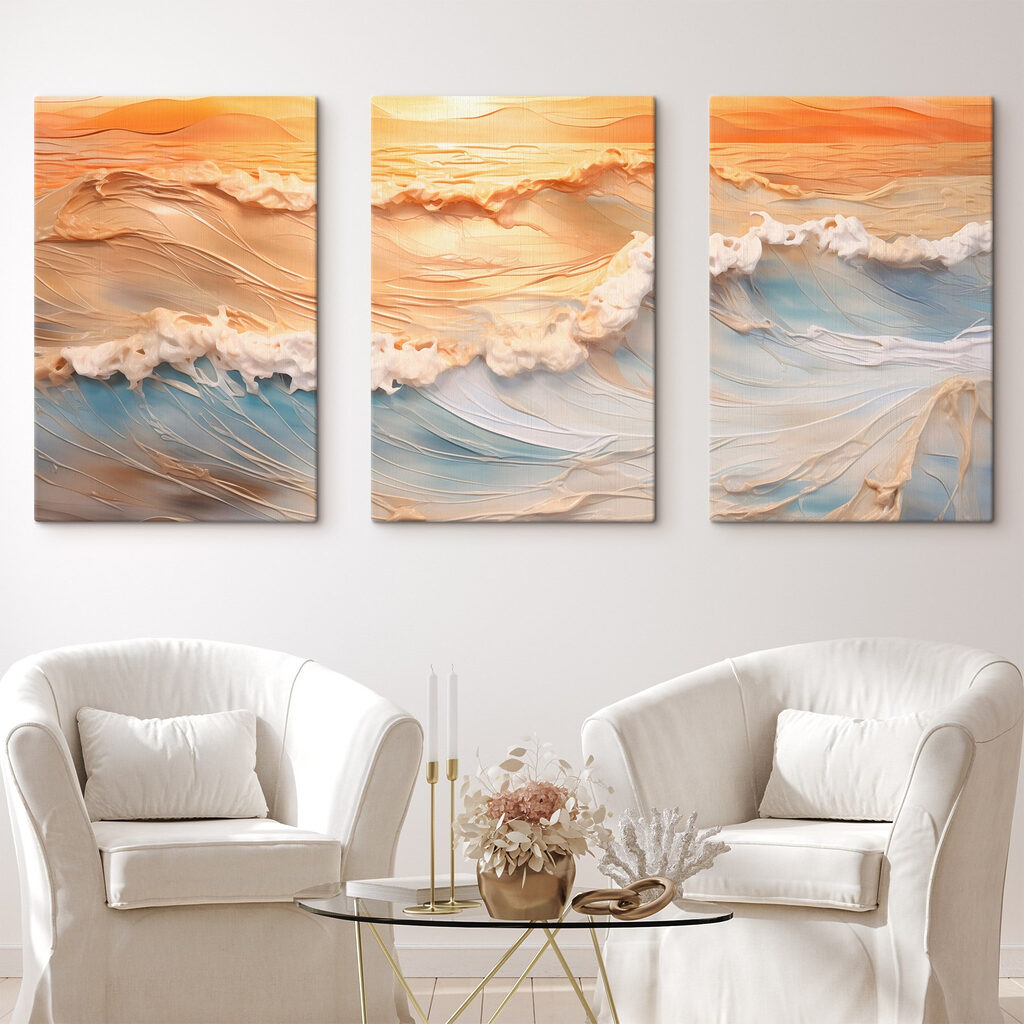 Tranquil waves at sunset's edge Tranquil waves at sunset's edge