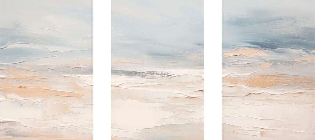 Group of paintings of a beach
