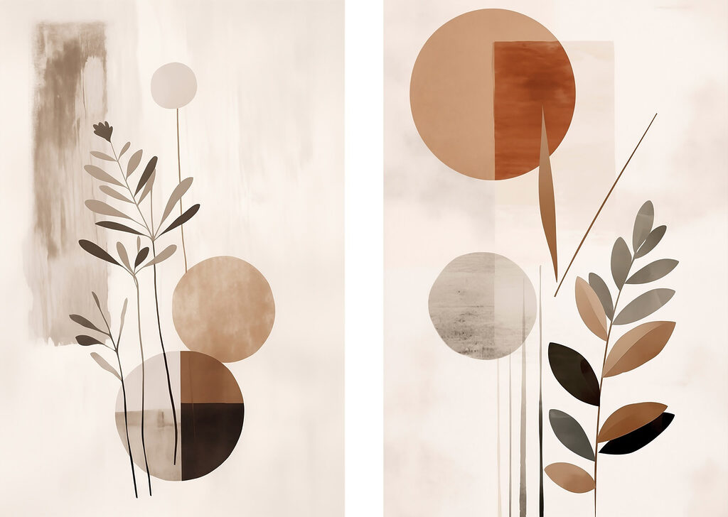 Two images of plants and circles Two images of plants and circles
