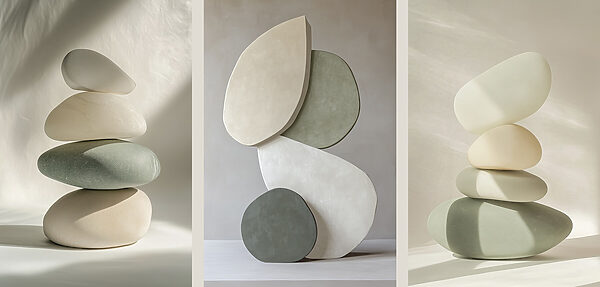 Group of sculptures of different shapes