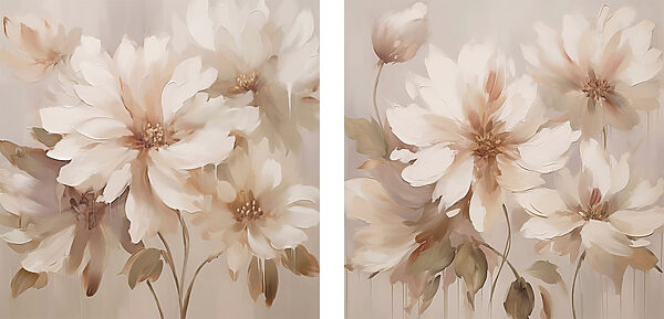 Painting of flowers on a beige background Painting of flowers on a beige background