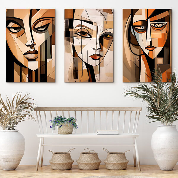 Collage of paintings of a woman's face