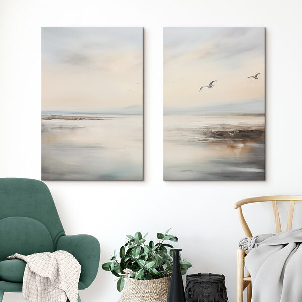 Bird flying over a beach