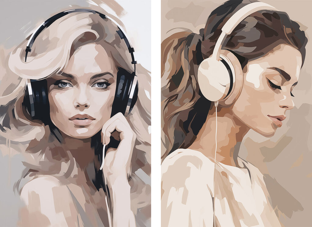 Woman wearing headphones Woman wearing headphones