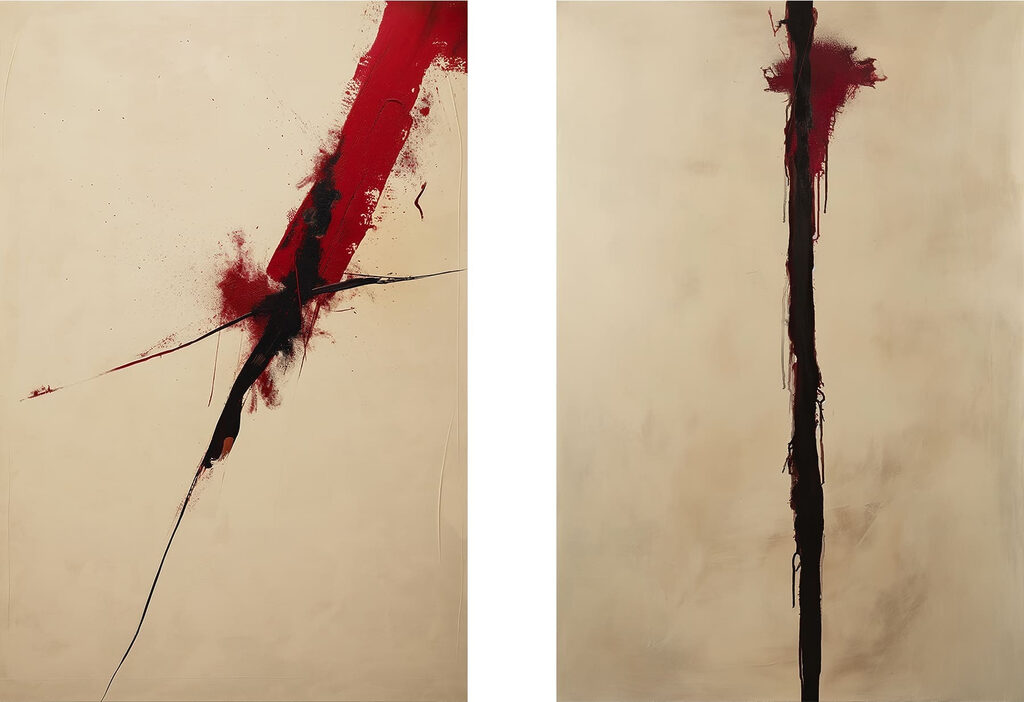 Painting of a red and black line Painting of a red and black line