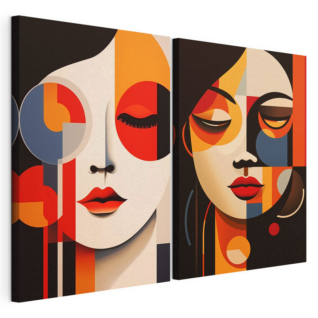 Couple of art pieces of women's faces