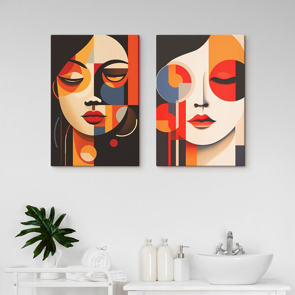 Couple of art pieces of women's faces