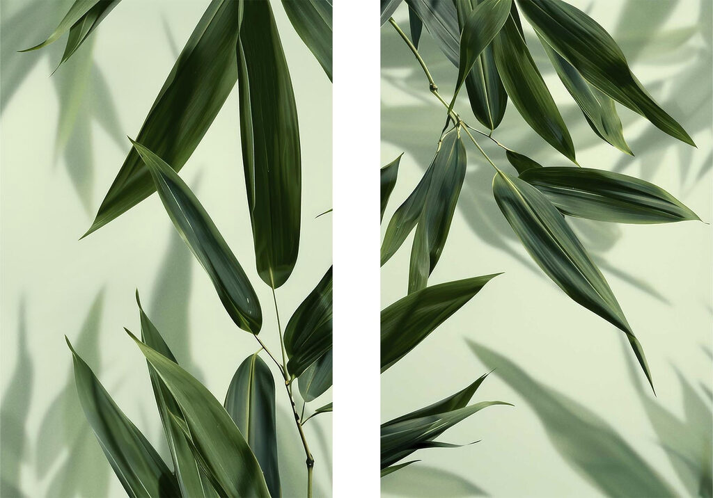 Lush green leaves against soft backdrop