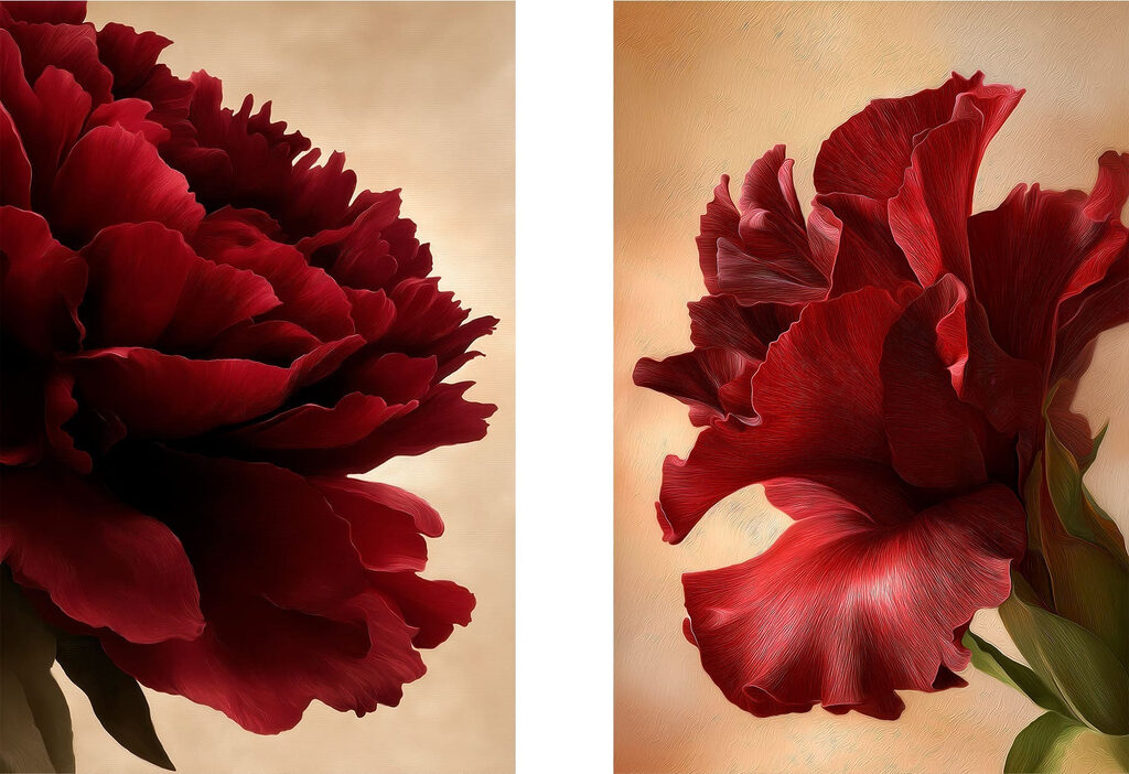 Vibrant petals in rich crimson tones Vibrant petals in rich crimson tones