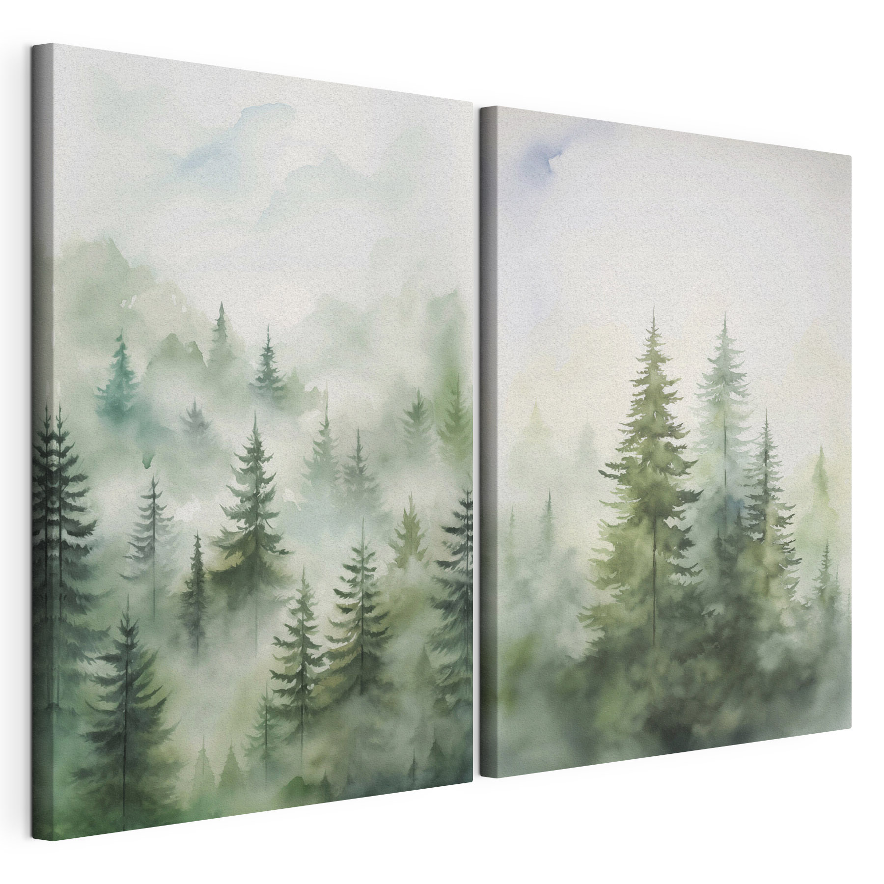 Painting of trees in the fog