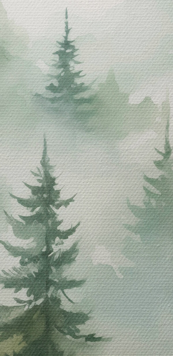 Painting of trees in the fog