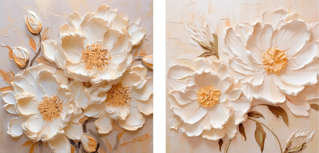 Painting of flowers on canvas