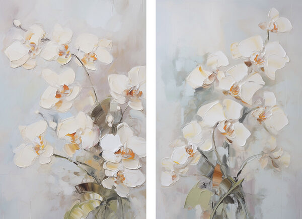 Painting of flowers on a grey background
