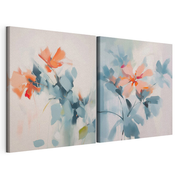 Модульний друк на полотні Живопис квітів і листя