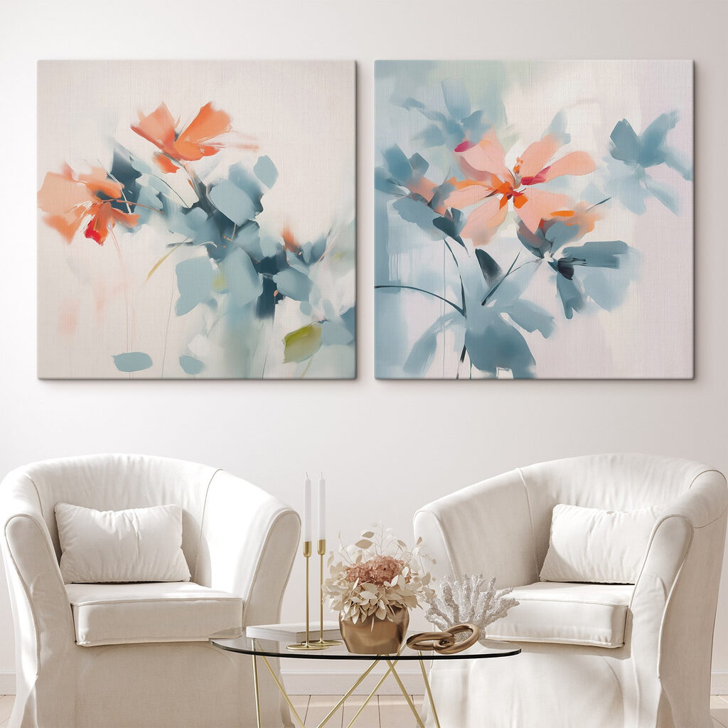 Painting of flowers and leaves