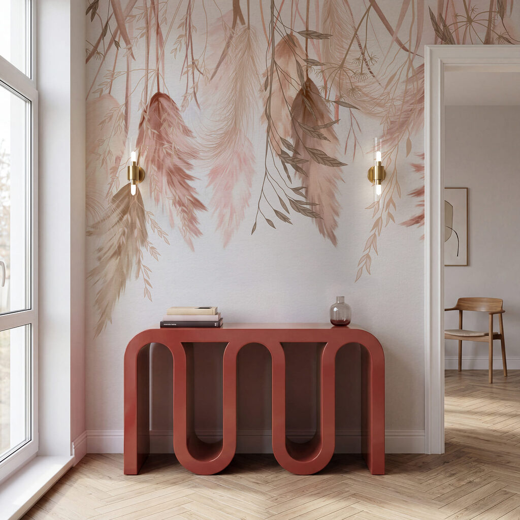 Wall mural Soft feathery patterns in pastel hues