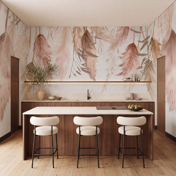 Wall mural Soft feathery patterns in pastel hues