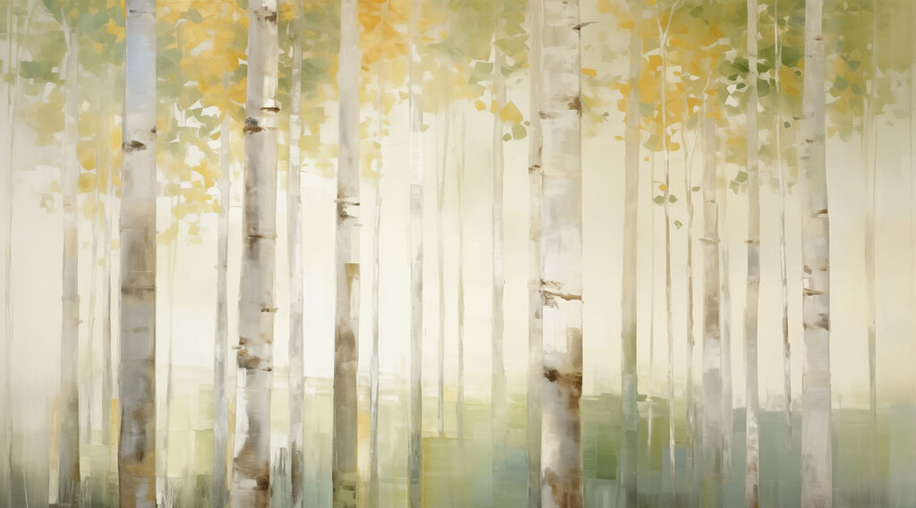 Painting of trees in a forest