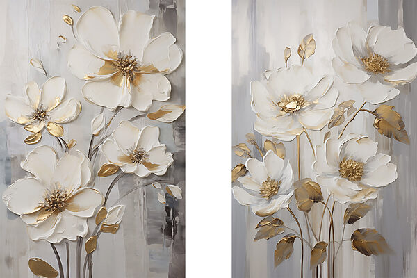 Painting of flowers on a grey background Painting of flowers on a grey background
