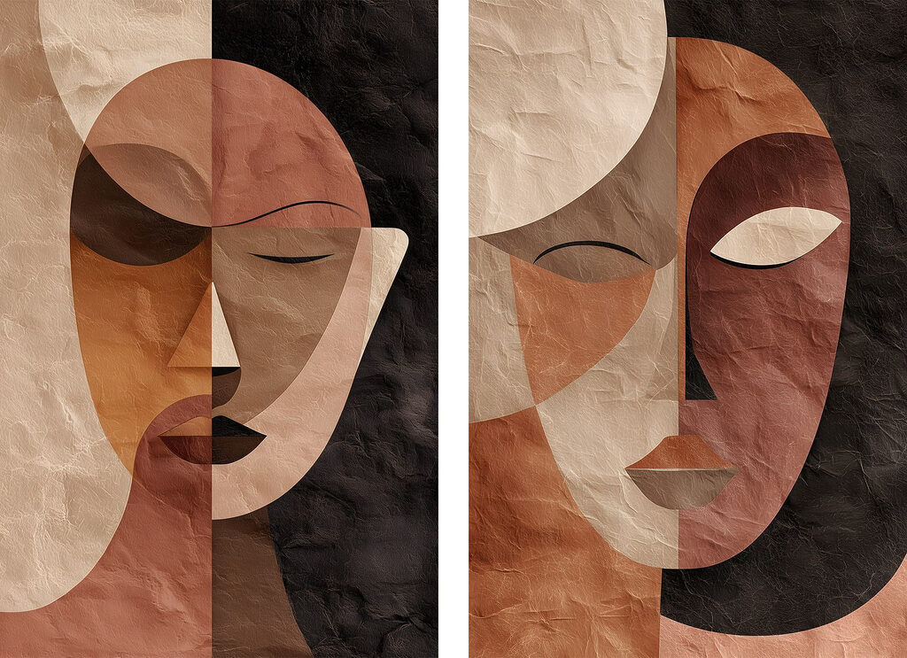 Couple of faces with different colors Couple of faces with different colors