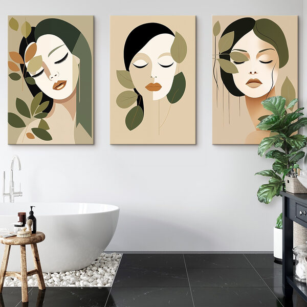 Woman's face with leaves
