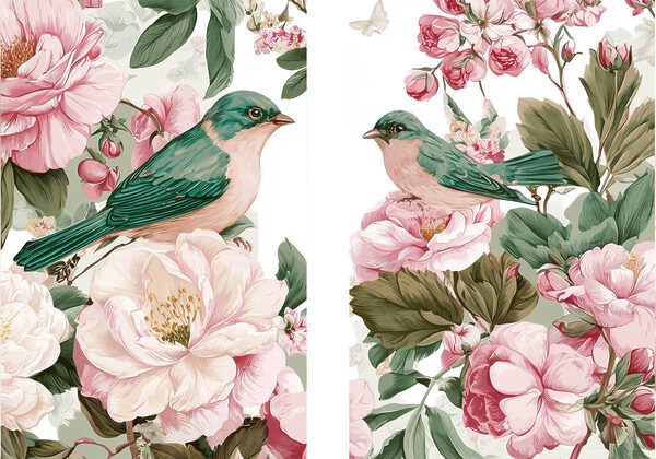 Two birds on a flower Two birds on a flower
