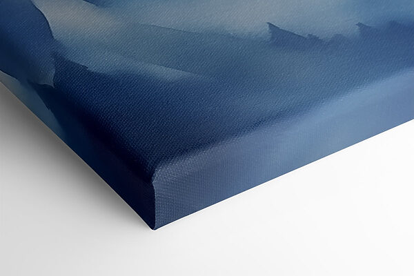 Painting of mountains and fog