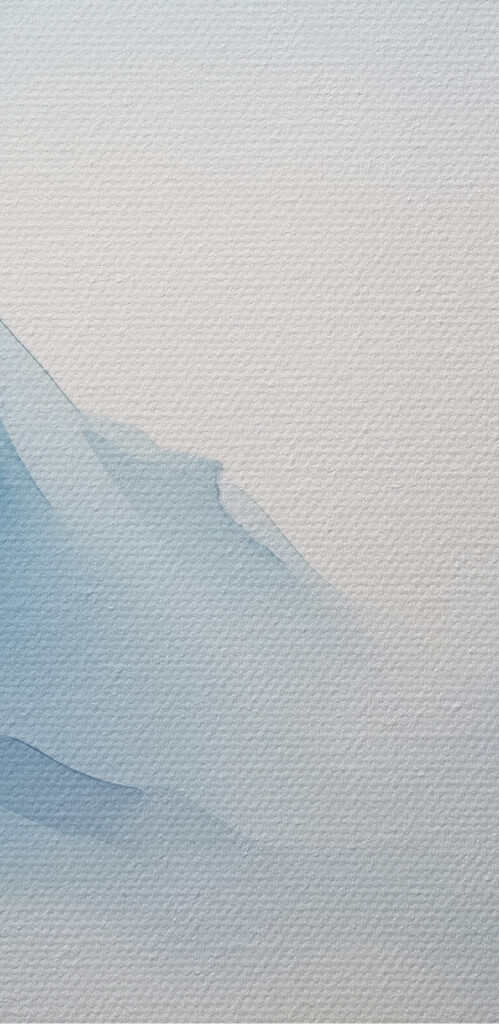 Painting of mountains and fog