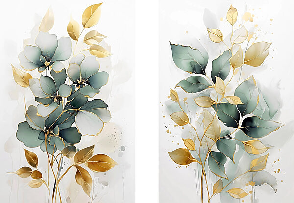 Painting of flowers and leaves Painting of flowers and leaves