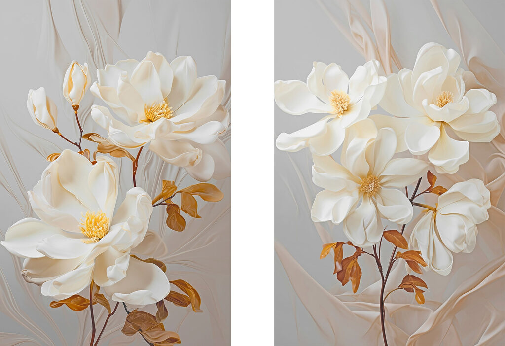 - Elegant blossoms in soft hues