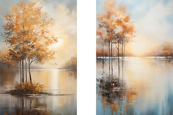 Painting of trees in water