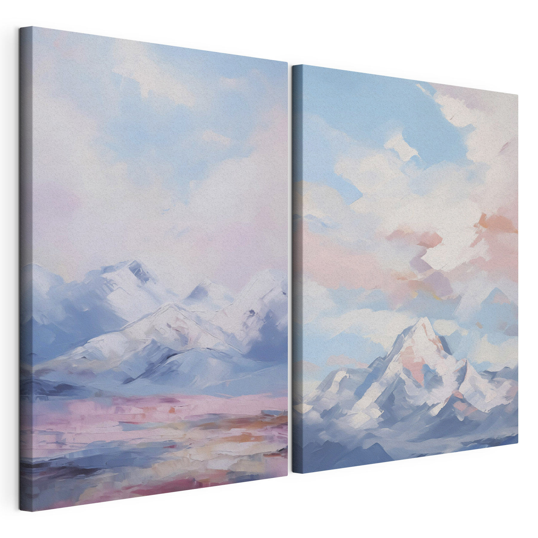 Painting of mountains and clouds