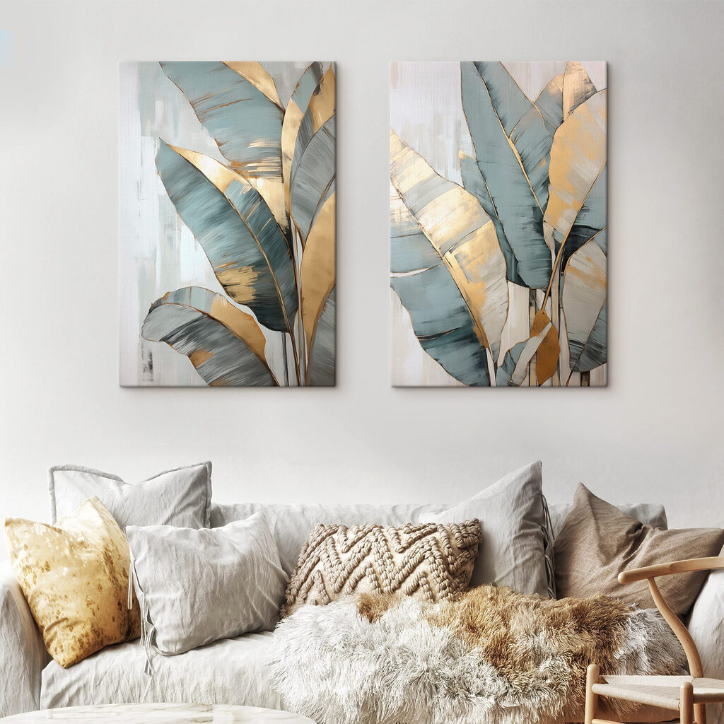 - Tropical leaves in soft colors