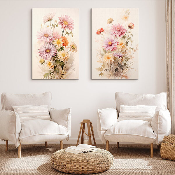 Painting of flowers on a white background Painting of flowers on a white background