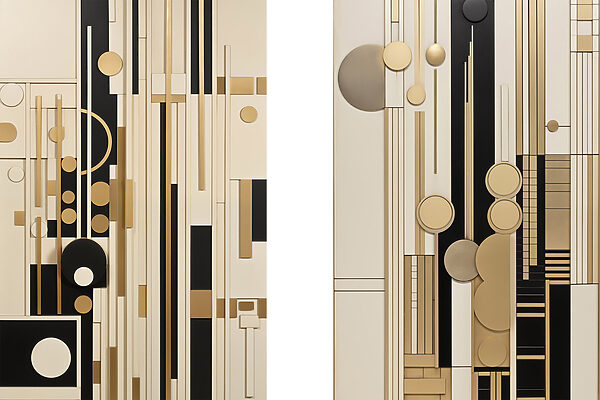 Collage of art with different shapes and colors Collage of art with different shapes and colors