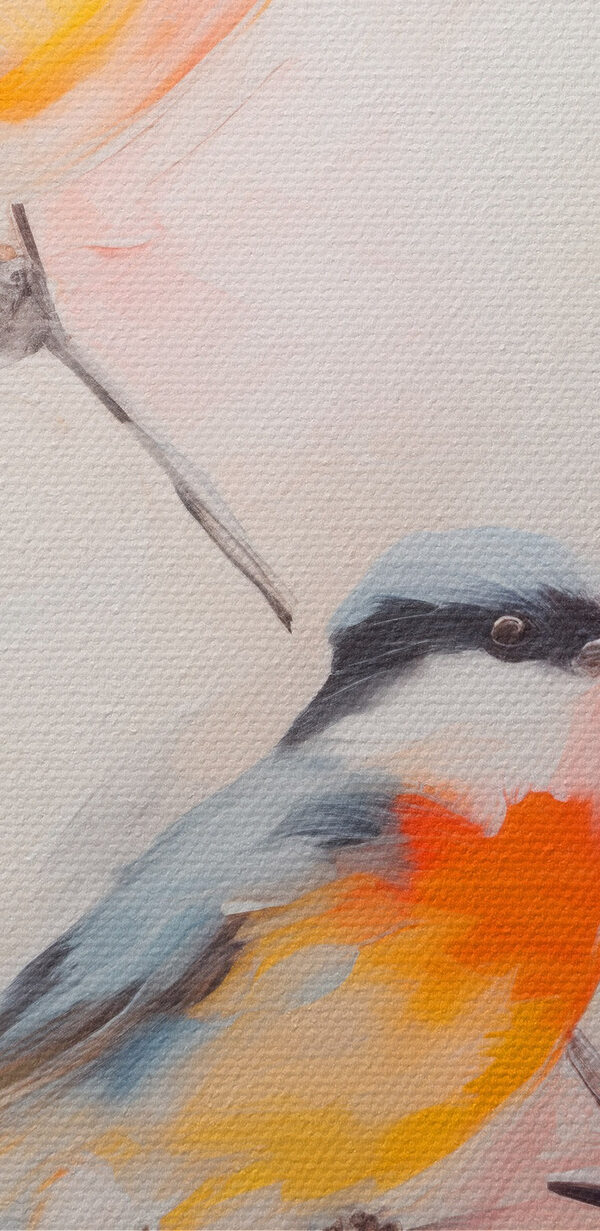 Painting of birds on a branch