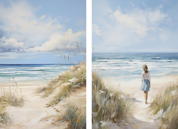 Woman walking on a beach