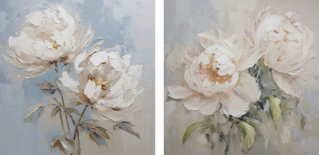 Painting of flowers on canvas