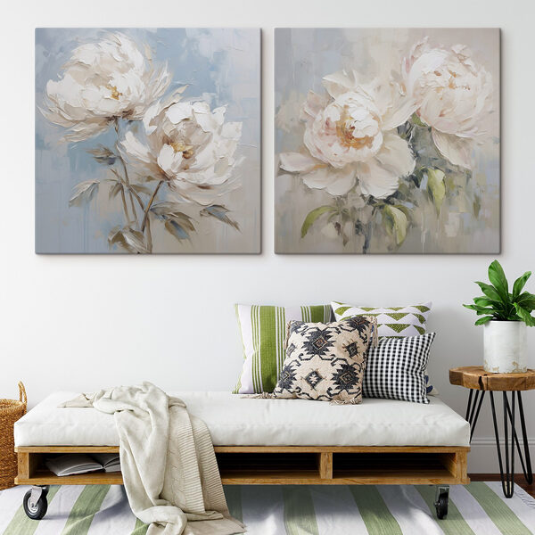 Painting of flowers on canvas