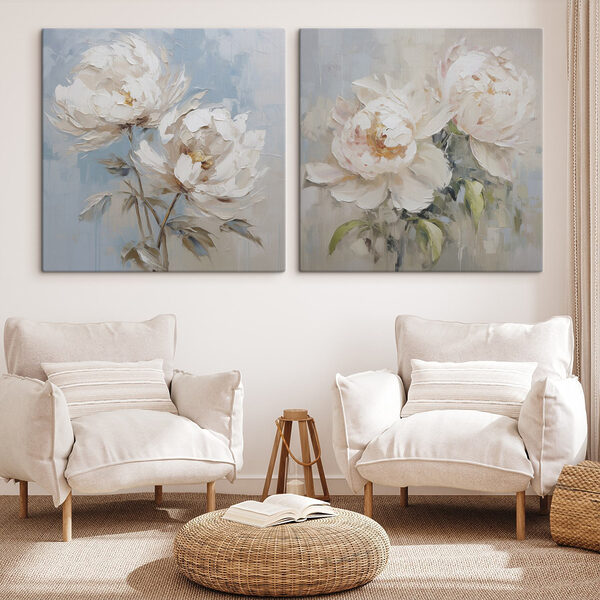 Painting of flowers on canvas