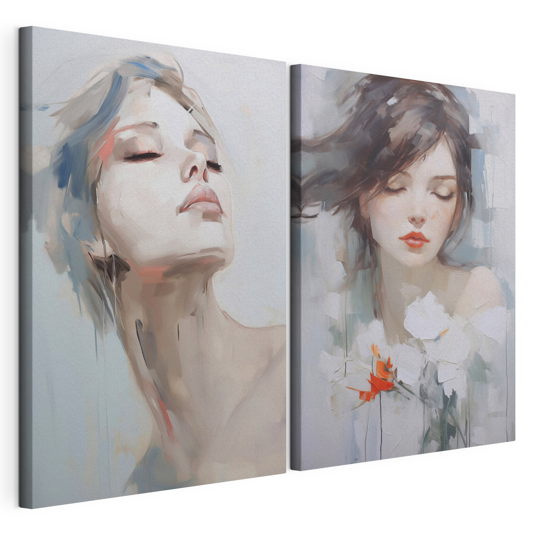 Two paintings of a woman
