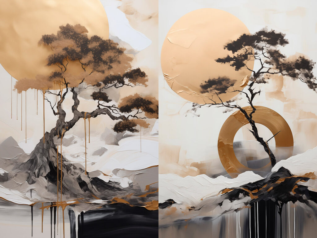 Painting of a tree and a circle Painting of a tree and a circle
