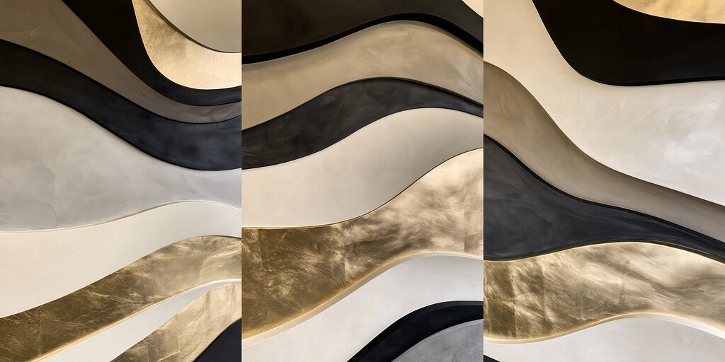 Collage of different colors of wavy patterns