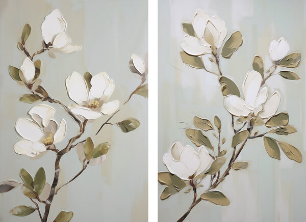 Painting of flowers on a branch Painting of flowers on a branch