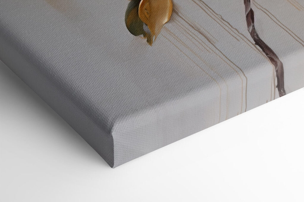 Two paintings of flowers on a gray background