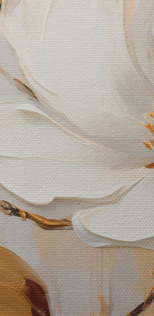 Two paintings of flowers on a gray background