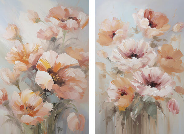 Painting of flowers on a blue background