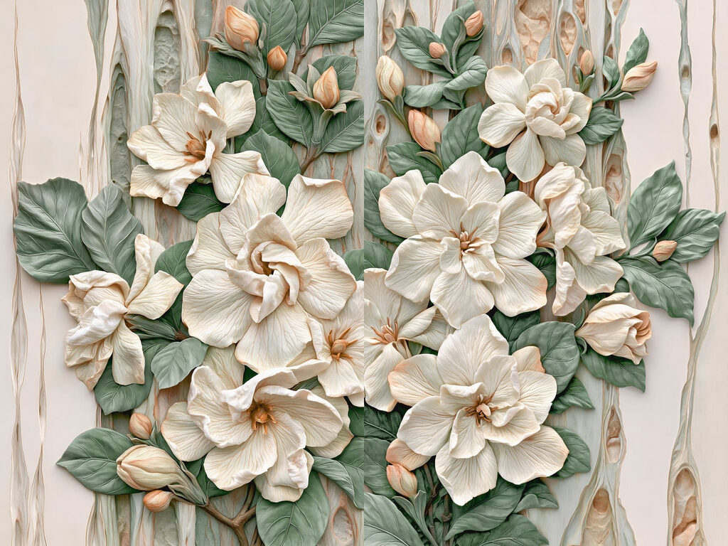 Collage of flowers and leaves Collage of flowers and leaves